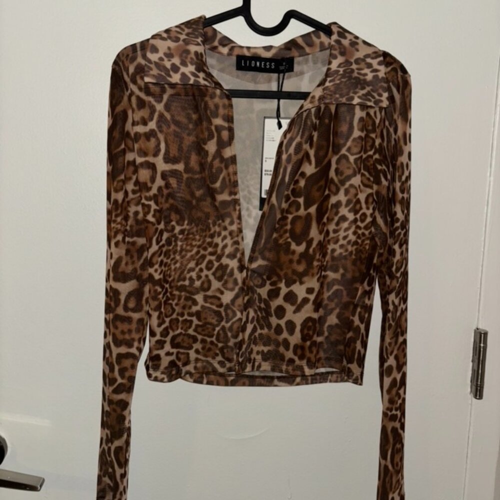 Lioness cheetah print sheer long sleeve